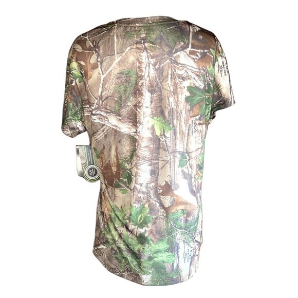 Realtree Womens Camo T-Shirt L/G Pink Logo Polyester Crew Neck Hunting Tee - Picture 12 of 13